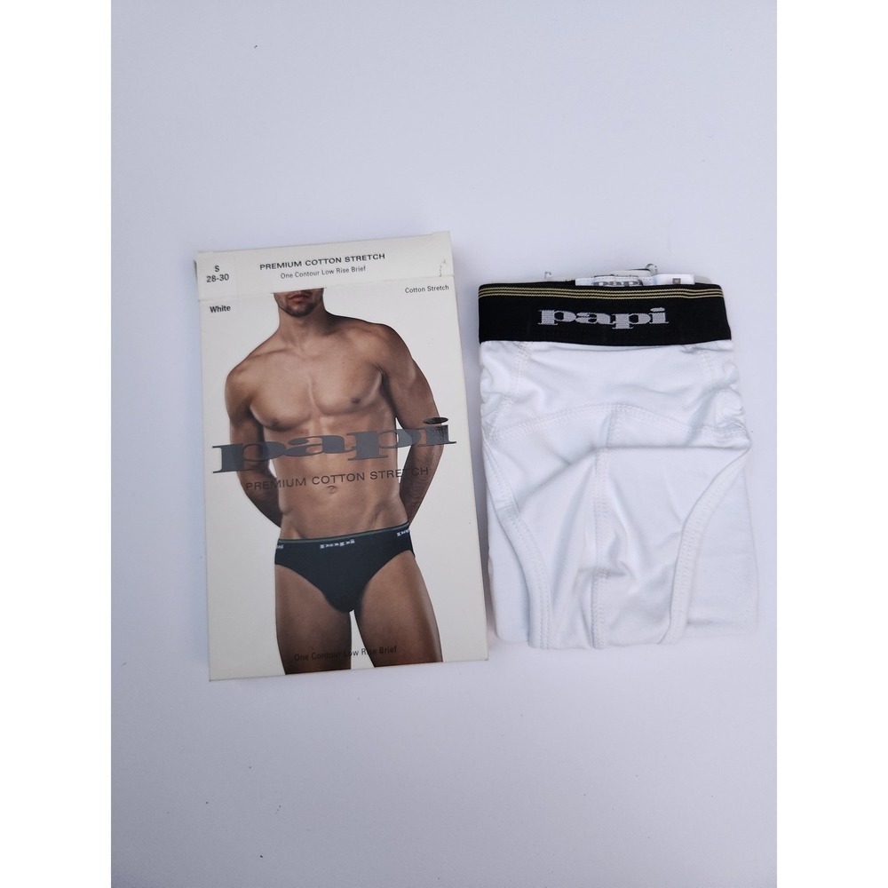 Papi Low Rise Brief White Premium‎ Cotton Stretch Vintage Small 28-30